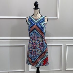 London Times Multi-Color Dress Size 4 Sleeveless Zipper Back Closure EUC